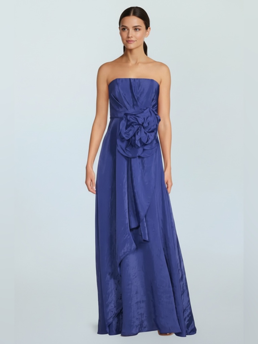 Muse by Marchesa Bluebell Rosette Strapless Gown Organza Maxi Formal Dress Size6